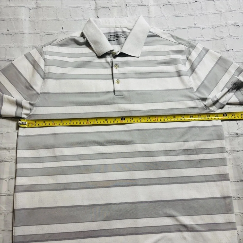 Nike Golf Tour Performance Polo Shirt Dri-Fit Size X-Large Gray White Stripe